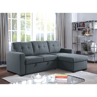 2 Piece Fabric Reversible Sleeper Sectional Sofa - Bed Bath & Beyond ...