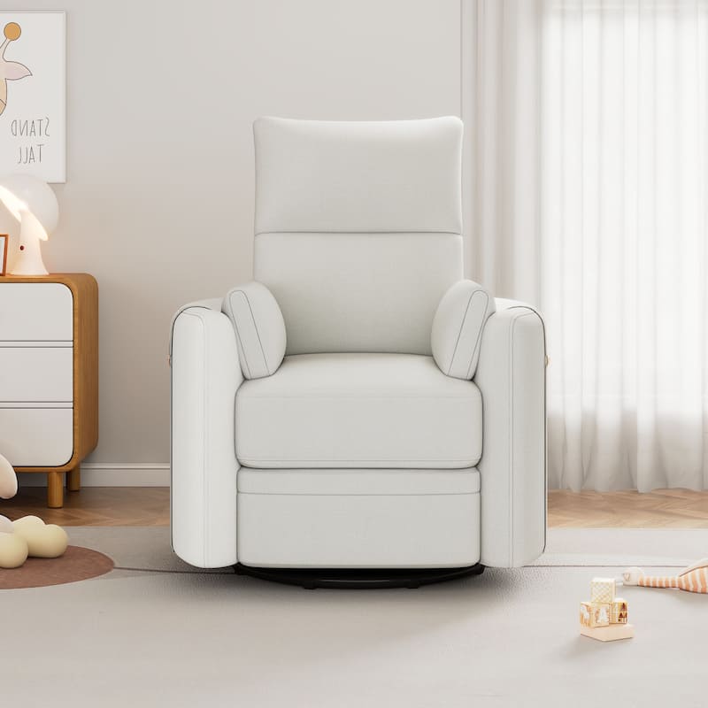 Upholstered Swivel Recliner Manual Rocker