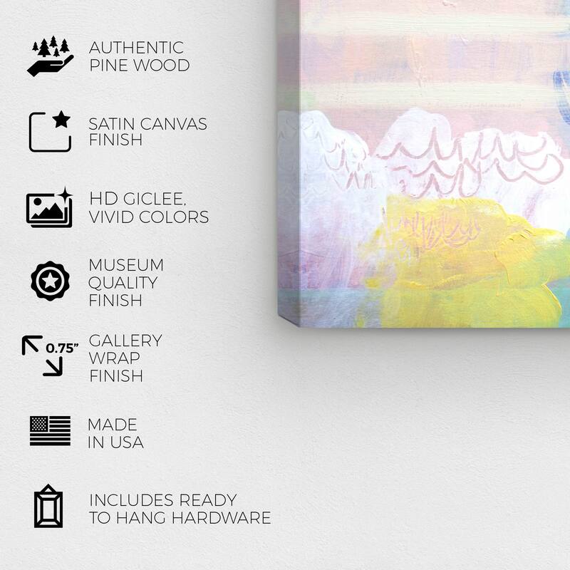 Wynwood Studio Canvas Abstract Lake and Flowers Pink and Modern & Contemporary Wall Art Canvas Print