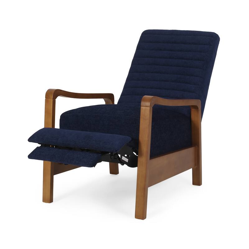 Roomfitters Fabric Wood Hand Manual Club Recliner, Comfortable Recliner for Living Room, Navy Blue