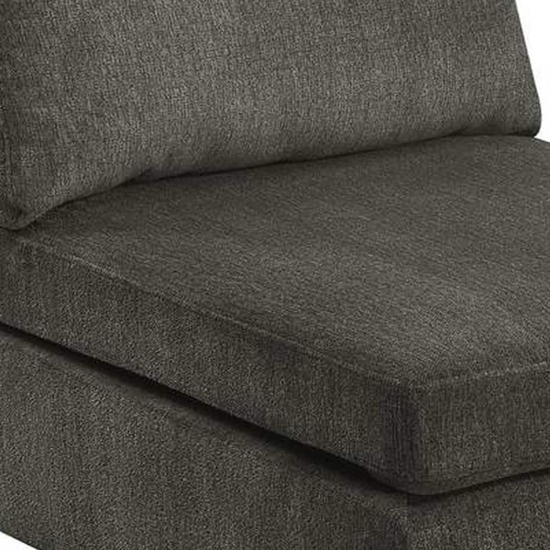 Remy 37 Inch Modular Armless Chair, Soft Gray Chenille, Solid Pine Wood