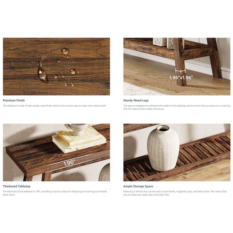 70.9" Extra Long Farmhouse Console Table with 2-Tier Open Storage