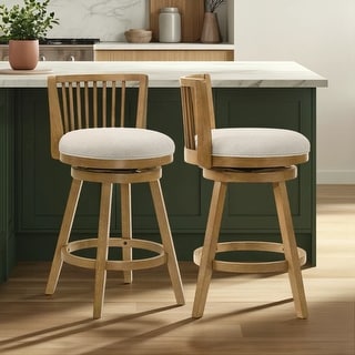 Harper Modern Swivel Bar Stool, Upholstered Counter Height Chair with Solid Wood Frame
