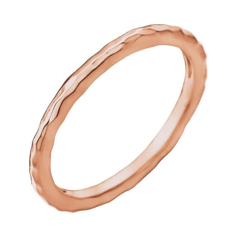 Curata 14k Rose Gold 1.8mm Polished Hammered Stackable Ring