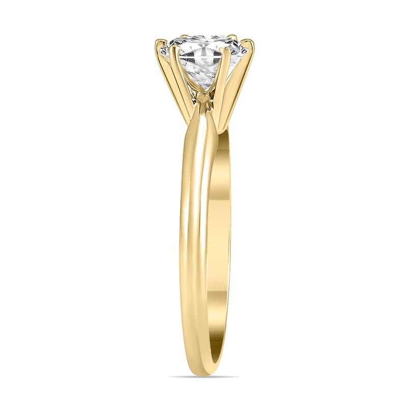 Marquee Certified 1 Carat Diamond Solitaire Ring in 14K Yellow Gold (I-J Color, I2-I3 Clarity)