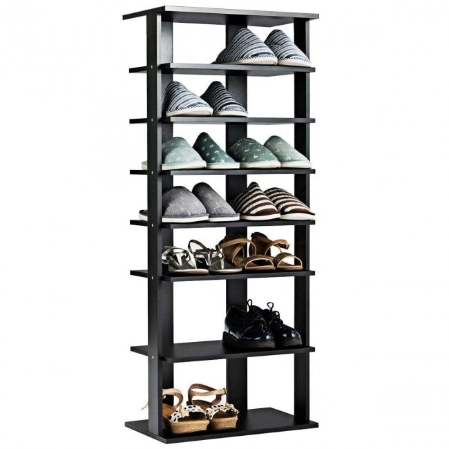 7-Tier Dual Shoe Rack Free Standing Shelves Storage Shelves Concise-Black -  18 x 10.5 x 43.5 - Bed Bath & Beyond - 28430741