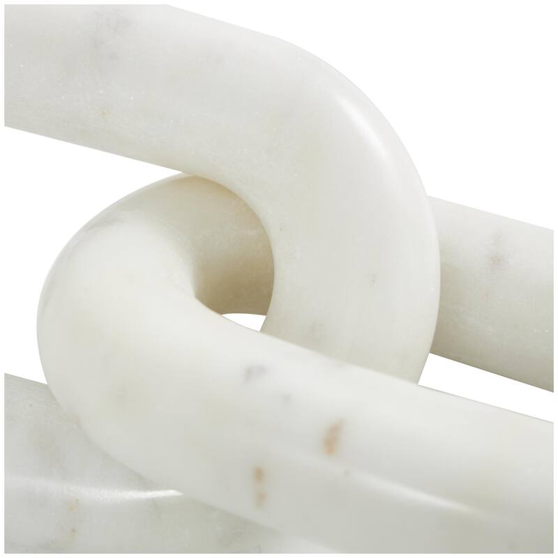Marble Chain Handmade Geometric 2 or 3 Link Decorative Sculpture - White - Roche River Decor