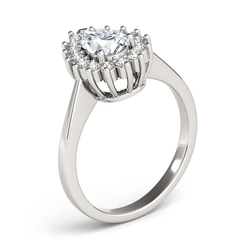 Auriya 14k White Gold Lab Grown Pear Diamond Halo Engagement Ring 0.50 to 5.00 ct. tw. (F-G VS)