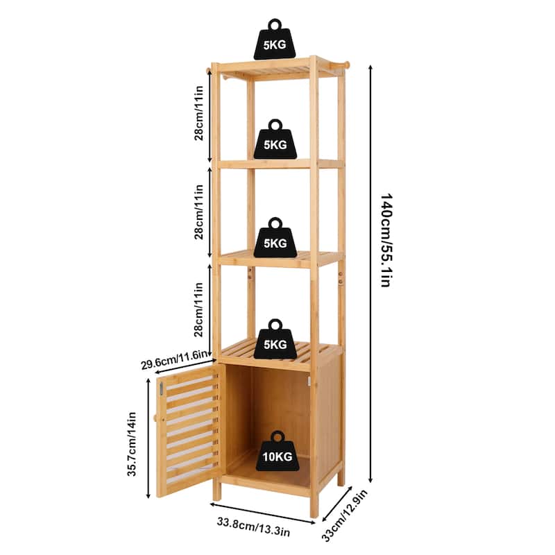 4 Tier Freestanding Tall Slim Bathroom Storage Cabinet Narrow Rack