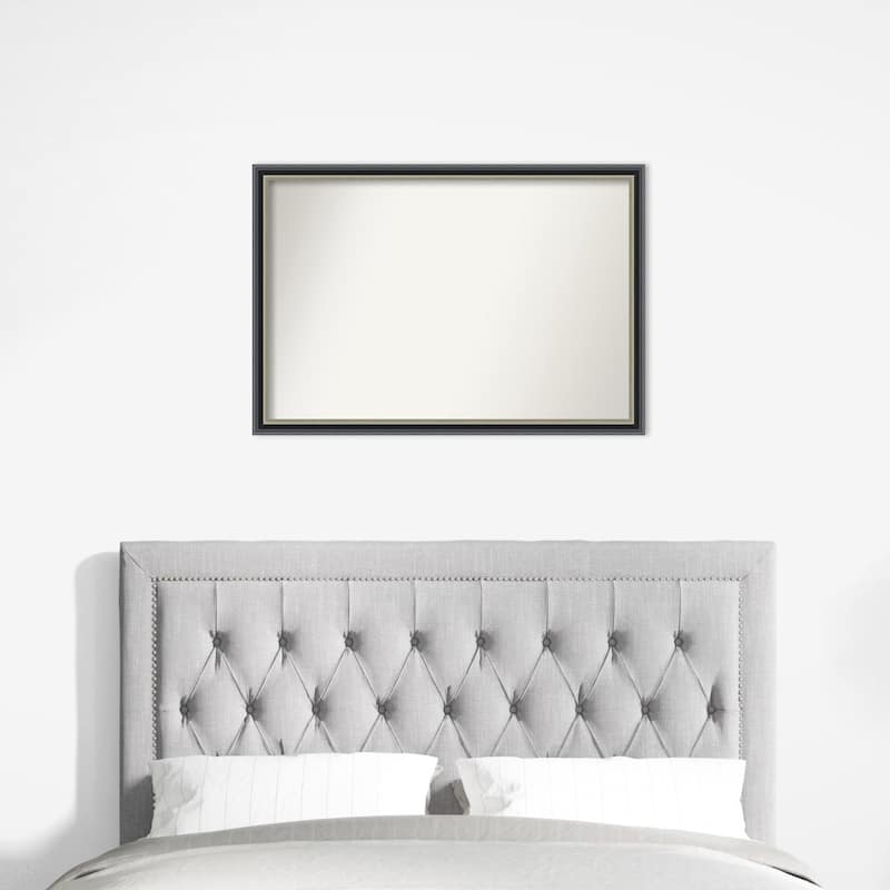 Theo Black Silver Non-Beveled Wood Framed Wall Mirror - Theo Black Silver