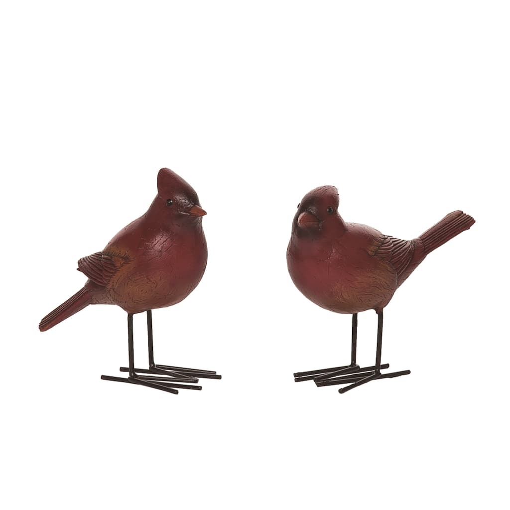 Transpac Resin Detailed Cardinal Set of 2 Christmas Home Decorations
