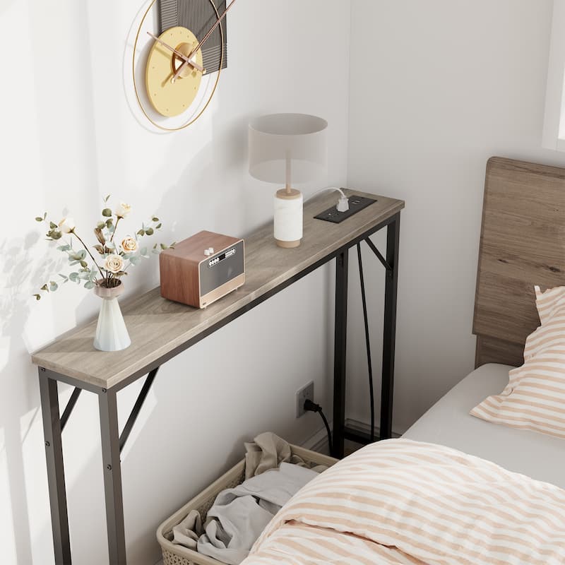 5.9" Narrow Sofa Table, Skinny Console Table with Storage
