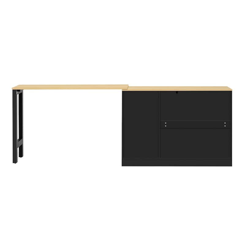 89.7"Wooden Sideboard with Extendable Table,Multifunctional Storage Cabinet with 2 Doors and 3 Drawers,for Living Room,Study