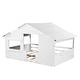 preview thumbnail 13 of 32, Solid Wood House Bed with Roof, Window and Guardrail for Kids, Boys and Girls, Bedroom