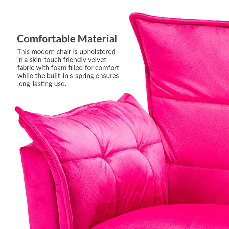 1ida Modern Velvet Tufted Accent Armchair with Gold Metal Legs Set of 2 by HULALA HOME