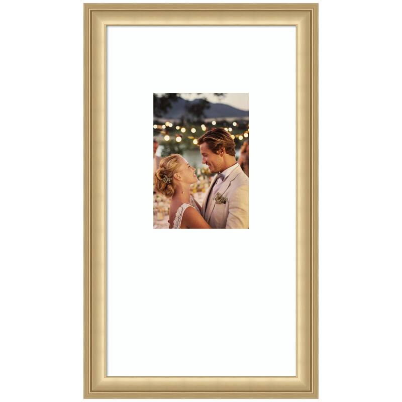 Kate and Laurel Florence Gold Photo Frame - 10x18 matted to 5x7 - Gold