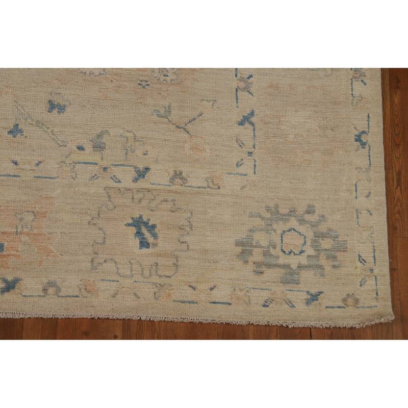 Beige Oriental Oushak Turkish Area Rug Hand-Knotted Wool Carpet - 8'0"x 9'8"