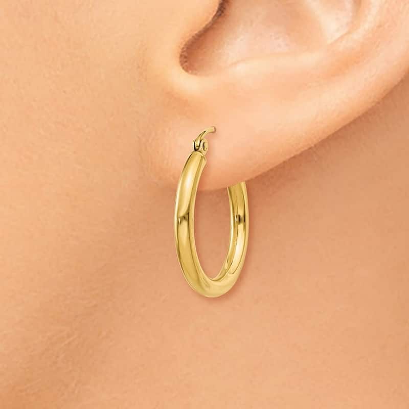 Curata 14k Yellow Gold Polished Lightweight Tube Hoop Earrings - 20x21mm