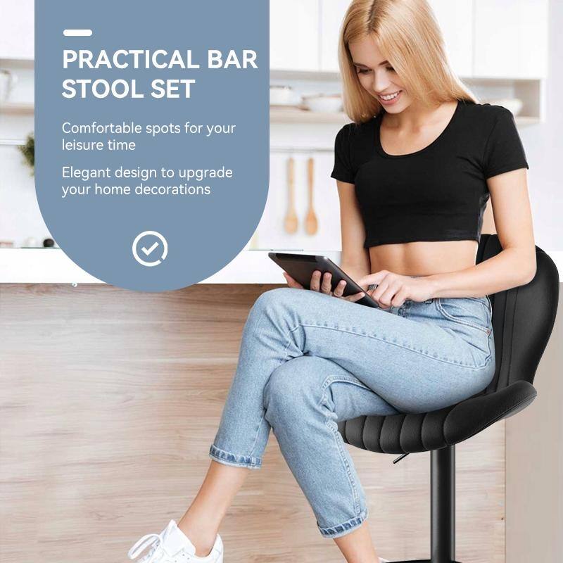 Bar Stools Set of 2 Modern Swivel Bar Chairs, Barstools Counter Height with High Backrest, Easy 3-5 Minute Assembly