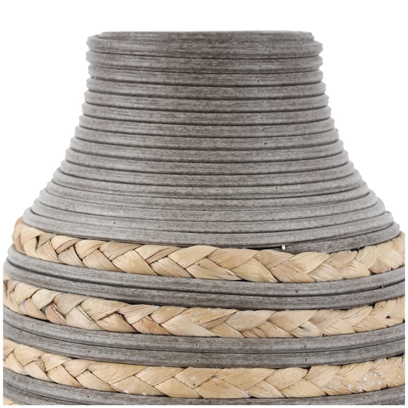 Seagrass Handmade Braided Decorative Vase with Layered Gray Paneling - Brown - Roche River Decor
