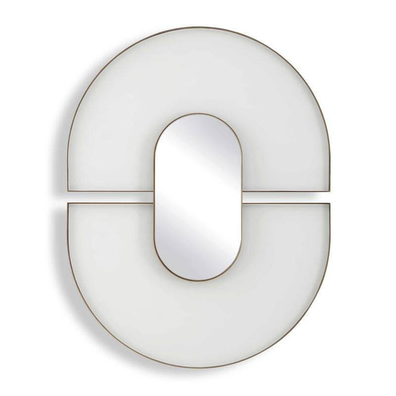 Uttermost Encase Modern White Oval Mirror - 23.50" W x 30.50" H x 1.63" D