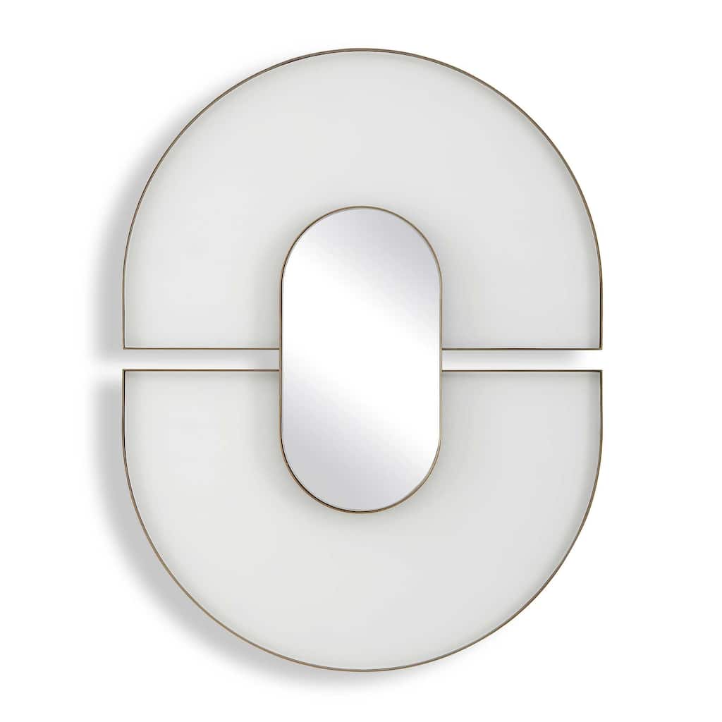 Uttermost Encase Modern White Oval Mirror - 23.50" W x 30.50" H x 1.63" D