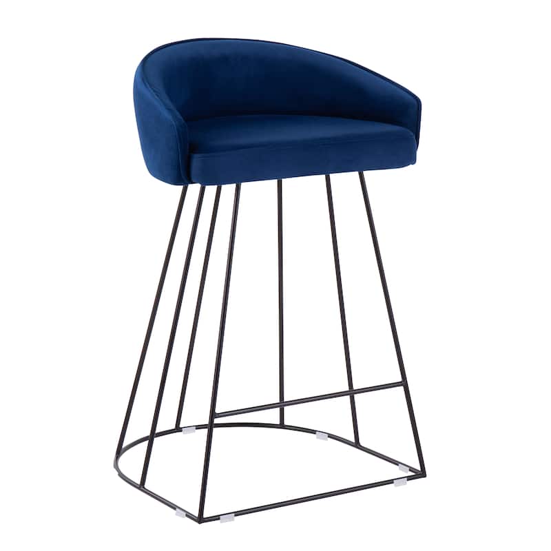 Silver Orchid Haid Velvet Upholstered Counter Stool (Set of 2)