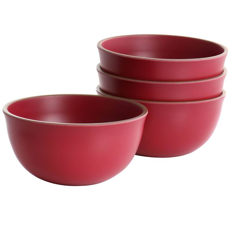 Gibson Home Rockabye 4 Piece Melamine Cereal Bowl Set in Dark Pink - Pink