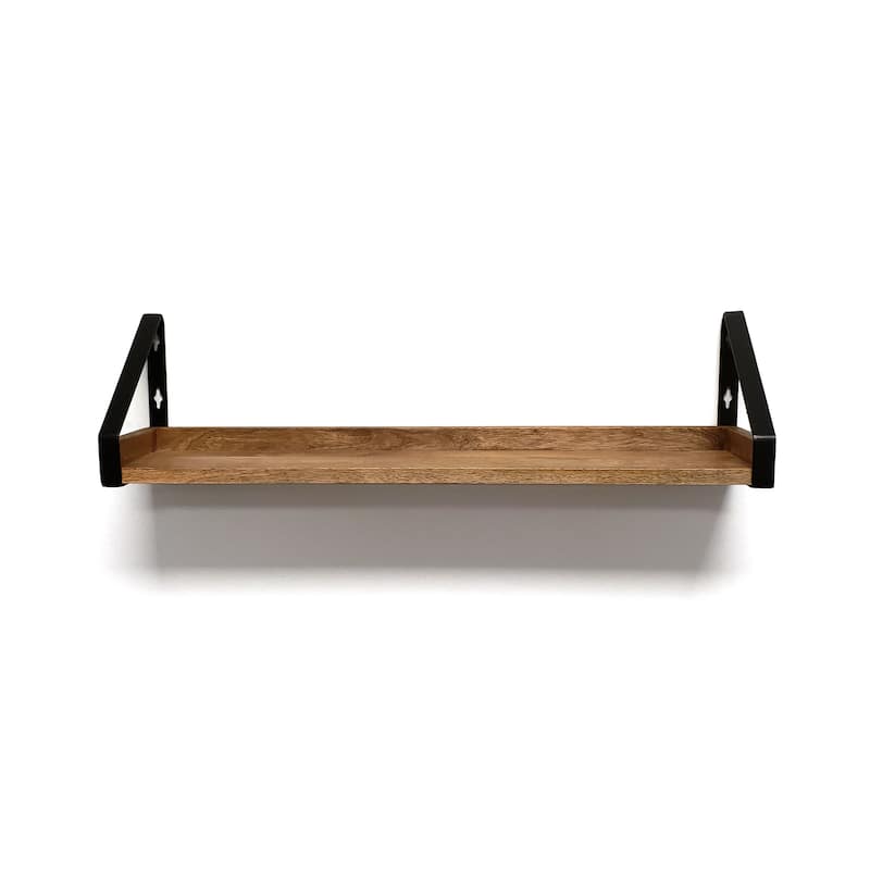 Mango/ Metal Real Wood Rustic Iron Bracket Ledge - 3.5 inches H x 24 inches W