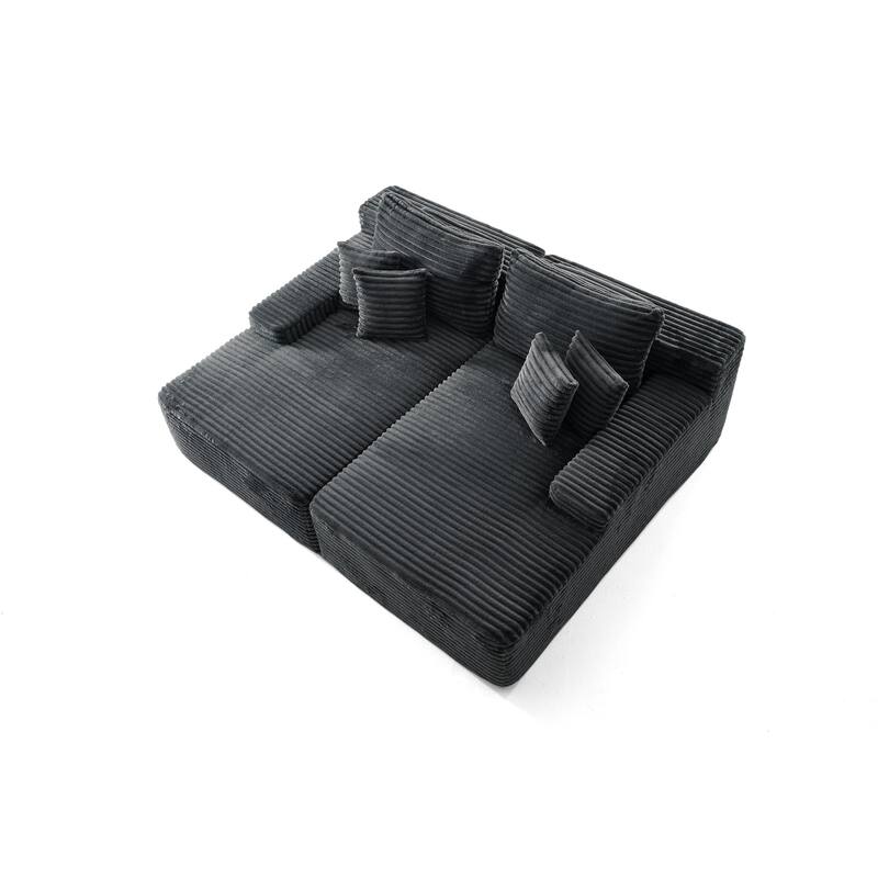 Oversized Upholstered Modular Sectional Chaise Lounge with Pillows