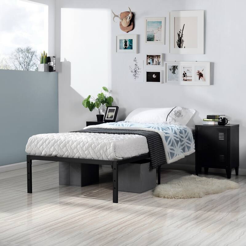 Homy Casa Metal Platform Bed Frame with RGB LED Light Strip