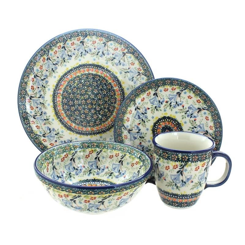 Blue Rose Polish Pottery Manufaktura Dinnerware (4PC) - Periwinkle