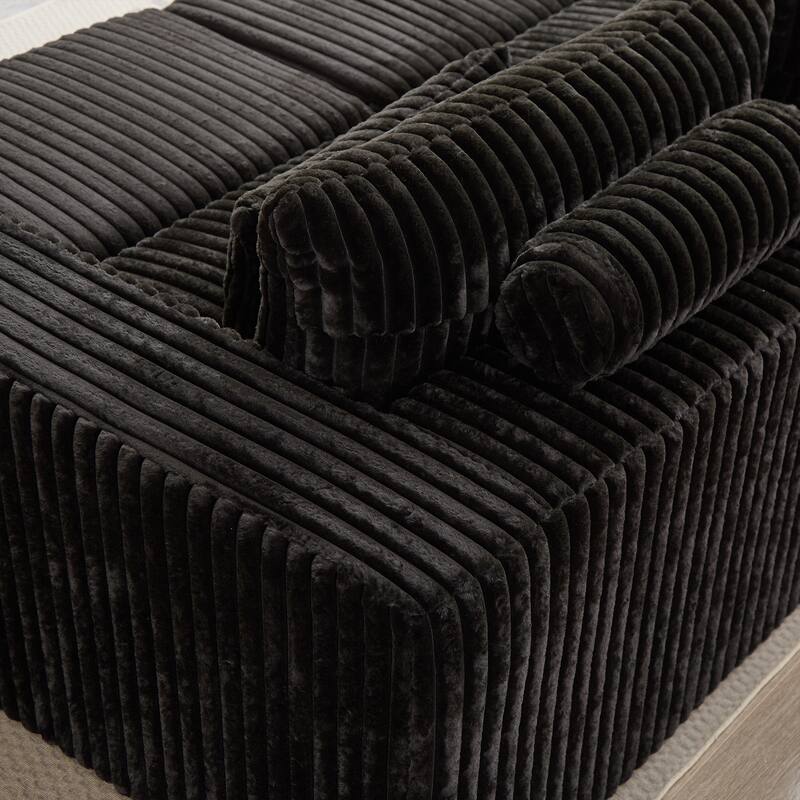 87'' Oversized Corduroy Chaise Lounge with Removable Ottoman Bench, Modular Sleeper Sofa Couch