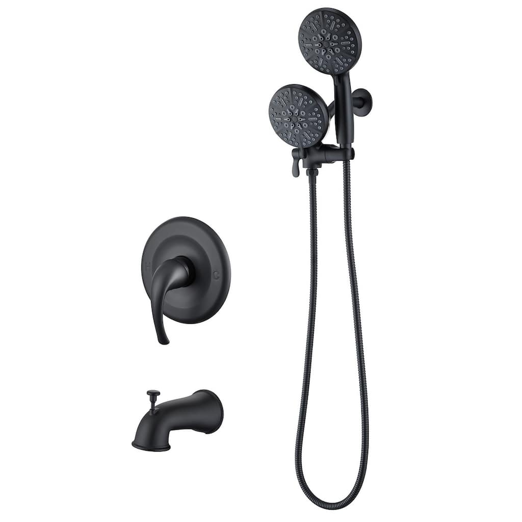 Complete Shower System with Tub Shower Faucet Set 5in Head Matte Black