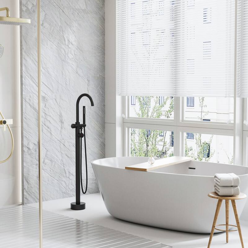 Modland 46'' Outdoor Shower System 316 Stainless Steel Thermostatic Freestanding Poolside Faucet with Swivel Spout - 46'' H