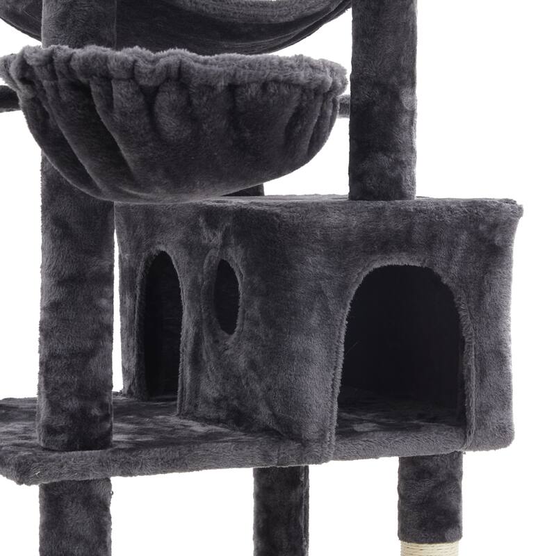 73" Multi-Level Cat Tree Tower with Condos, Hammock & Scratching Posts - Sturdy Cat Furniture for Large Cats