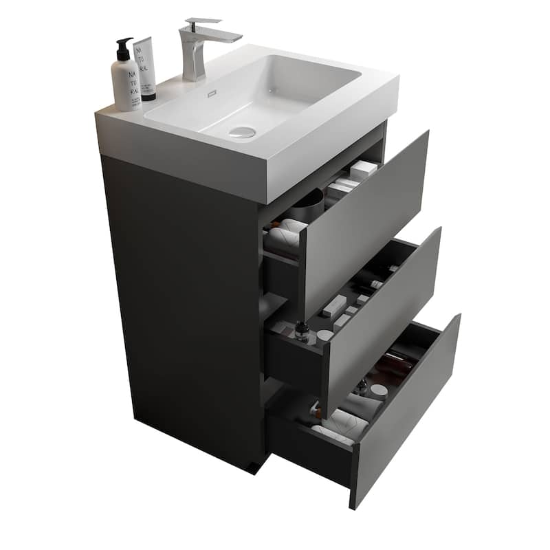 Modern Freestanding Bathroom Vanity with Sink Basin without Drain and Faucet