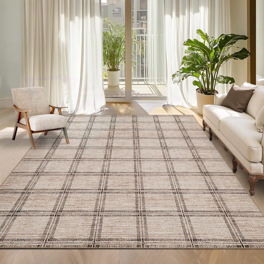 Garvee Modern Geometric Checkered Lattice Area Rug