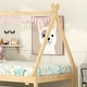 preview thumbnail 14 of 25, Twin Size Montessori Bed with Trundle, Wood Tent Floor Bed Frame, Twin Kids Bed with Slat Support for Boys,Girls, Easy Assembly