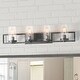preview thumbnail 6 of 7, Carbon Loft Modern Brushed Silver Bathroom Vanity Lights Glass Wall Sconce - W31.5"xH7.5"xE5.5"