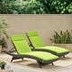 preview thumbnail 14 of 61, Salem Outdoor Wicker Lounge with Water Resistant Cushion (Set of 2) by Christopher Knight Home Multibrown + Bright Green