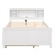 preview thumbnail 7 of 12, Full Size Platform Bed with Storage Headboard, USB, Twin Size Trundle & 3 Drawers Bunk Storage Bed for Kids Teens Adults, White