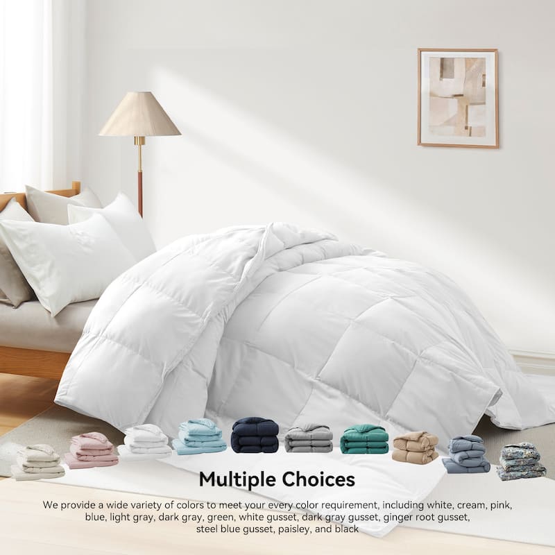 All Season Medium Warmth White Feather Down Comforter Duvet Insert On