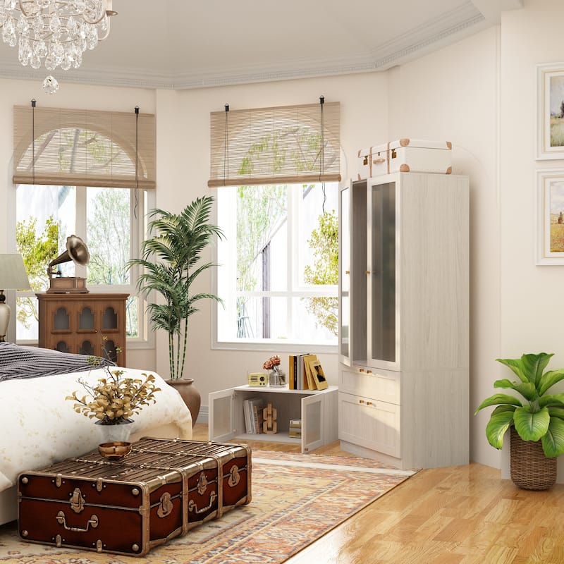 Combo Elegant Light Gray Wardrobe Modular Closet Configuration Armoire