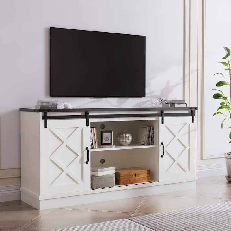 58inch Entertainment Center with Sliding Barn Door