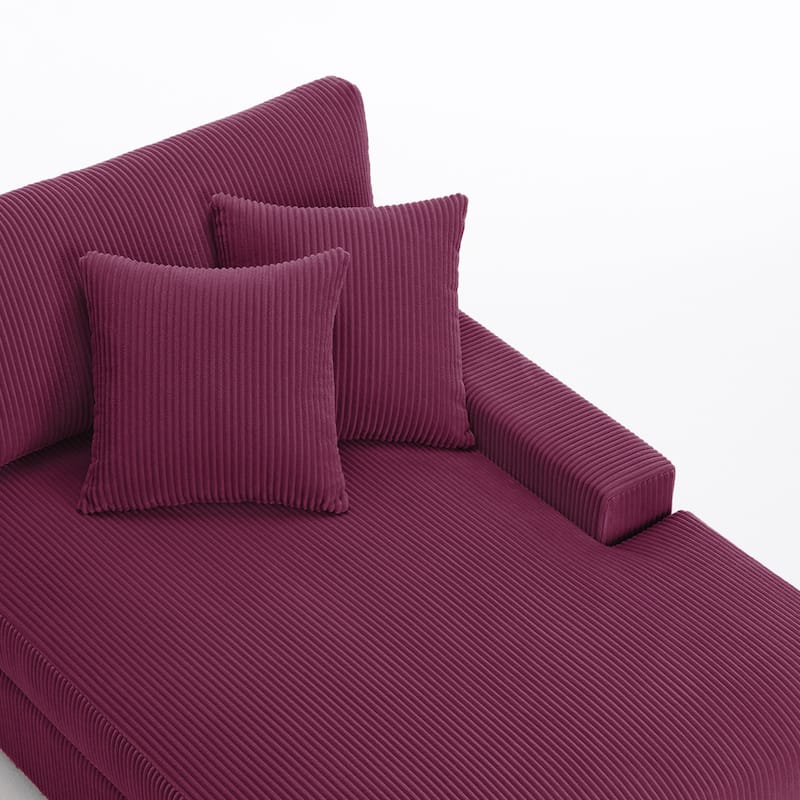 Corduroy Chaise Lounge Chair Upholstered Indoor Lounger Sofa