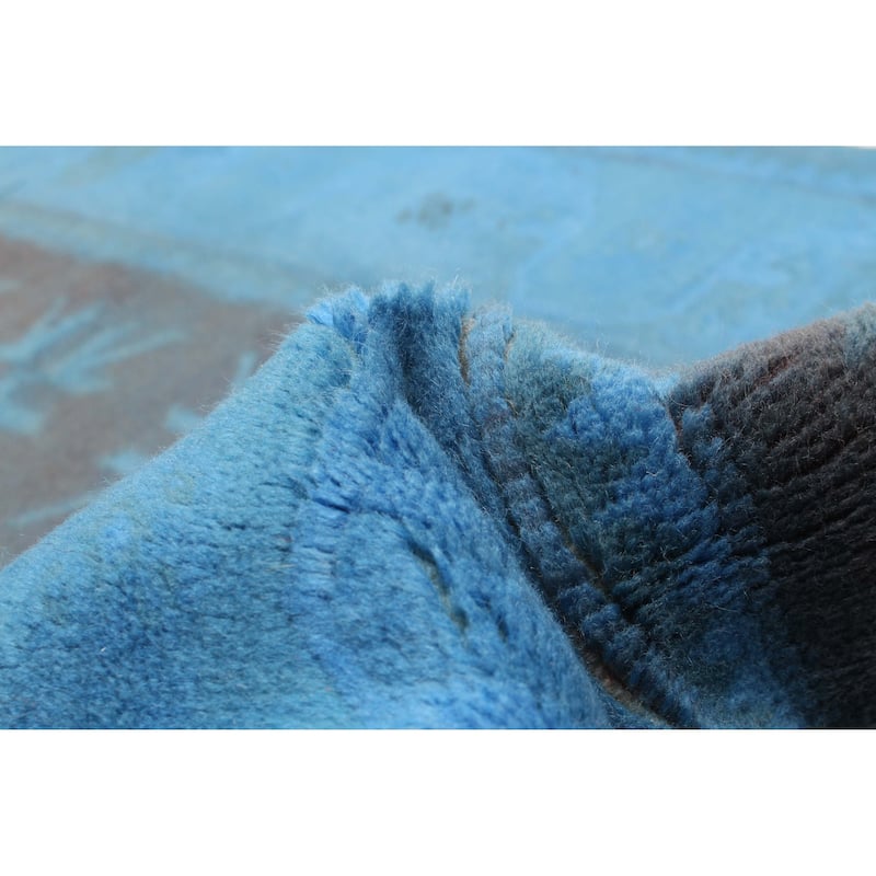 ECARPETGALLERY Hand-knotted Color Transition Blue Wool Rug - 2'7 x 9'5