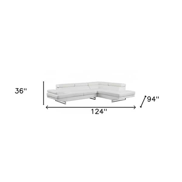 White Leather L Shaped Two Piece Corner Sectional White Leather L Shaped Two Piece Corner Sectional