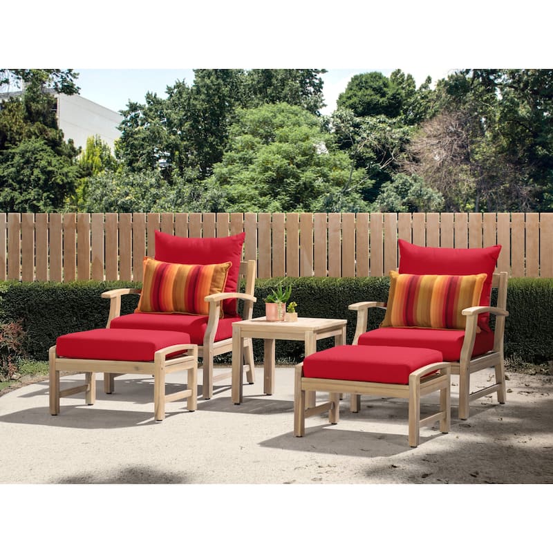 Kooper 5 Piece Sunbrella Outdoor Patio Club Chair And Ottoman Set
