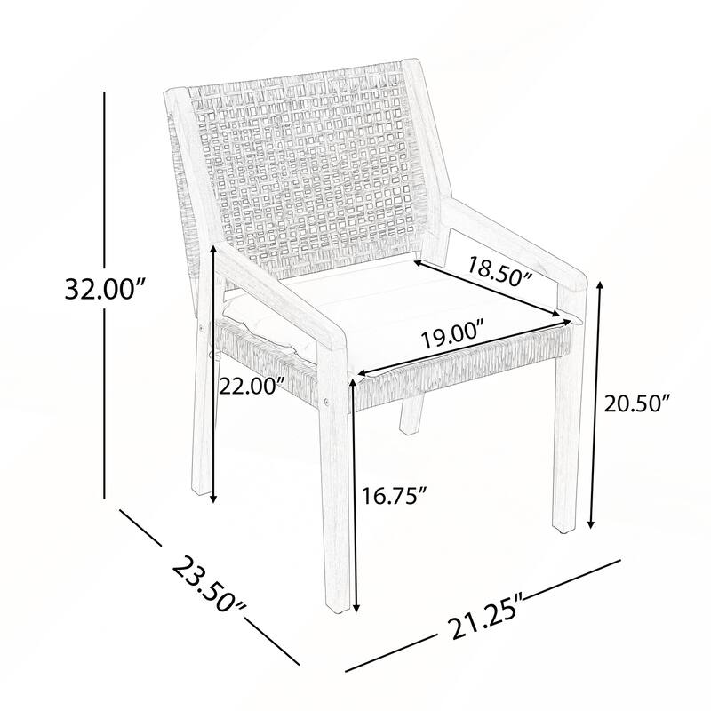 Durable Acacia Wicker Outdoor Dining Chair Set